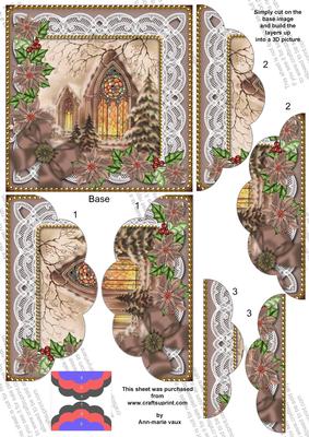 Church Window Poinsettia 5in Scallop Top Bottom Stacker