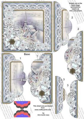 Ice Blue Village Poinsettia 5in Scallop Top Bottom Stacker
