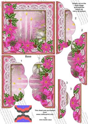 Pink Candles Poinsettia 5in Scallop Top Bottom Stacker