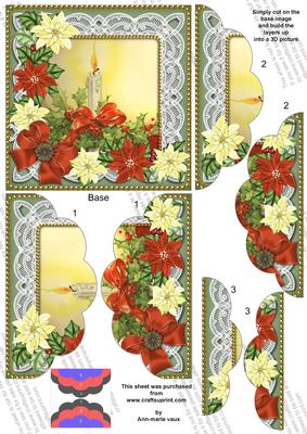 Candle Single Poinsettia 5in Scallop Top Bottom Stacker