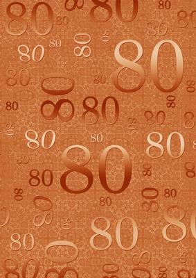 Burnt Orange Metallic 80th Birthday A4 Backing Paper
