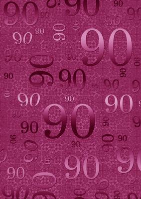Cerise Metallic 90th Birthday A4 Backing Paper