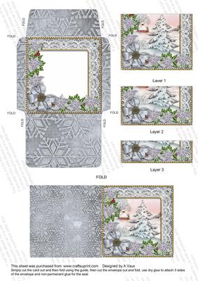 Snow Tree Ice Poinsettia Mini Card Envelope Bottom Stacker