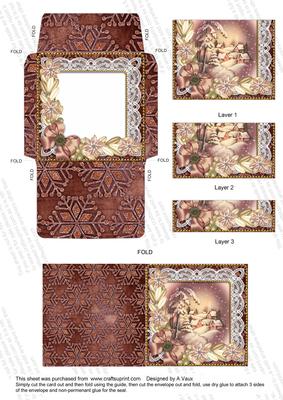 Snowy Village Poinsettia Mini Card Envelope Bottom Stacker
