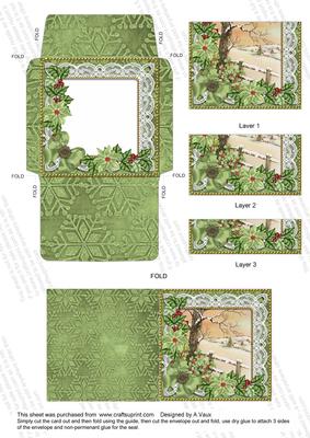 Winter Tale Poinsettia Mini Card Envelope Bottom Stacker