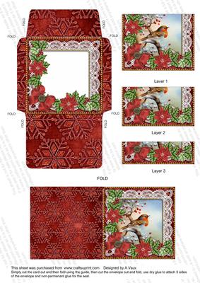 Red Robin Poinsettia Mini Card Envelope Bottom Stacker