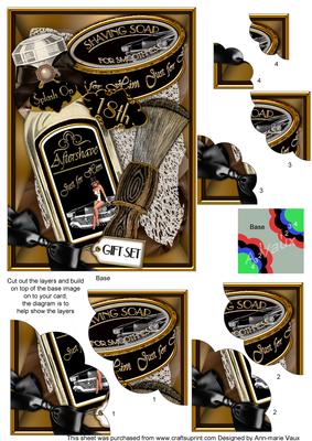 Mens Shaving 18th Gift Set 7x5in Scallop Corner Stacker