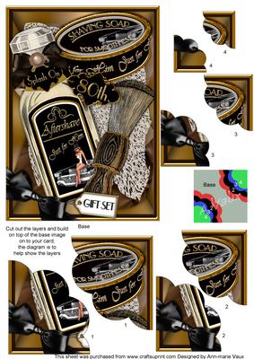 Mens Shaving 80th Gift Set 7x5in Scallop Corner Stacker
