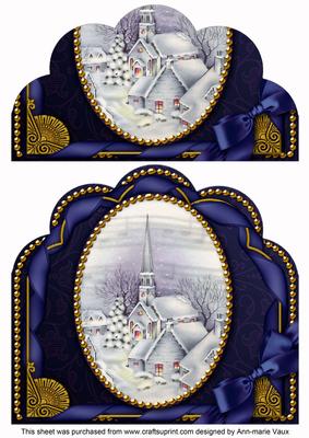 Blue Village Church Ribbon Giant 8in Scallop Bottom Stacker