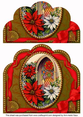 Poinsettia Window Ribbon Giant 8in Scallop Bottom Stacker