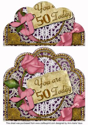 Pink Rose Purple 50 Today Giant 8in Scallop Bottom Stacker