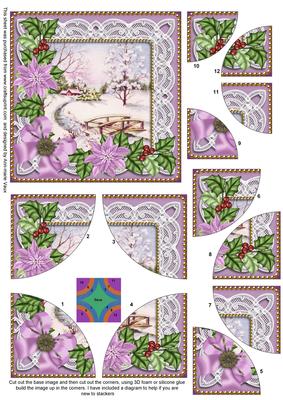 Lilac Pretty Snowscene Poinsettia 5in Round Corner Stacker