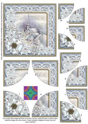 Blue Village Church Poinsettia 5in Round Corner Stacker