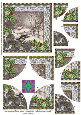 Winter Walk Black Poinsettia 5in Round Corner Stacker