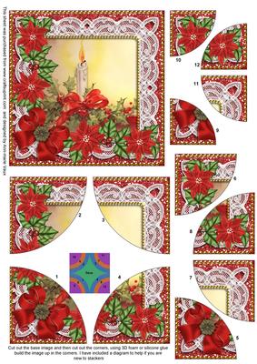 Candle Red Poinsettia 5in Round Corner Stacker