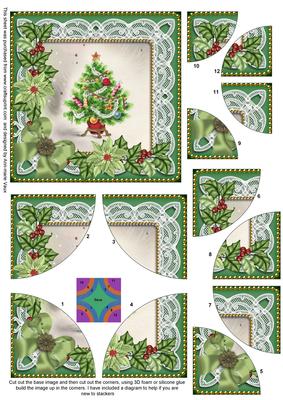 Elegant Tree Green Poinsettia 5in Round Corner Stacker