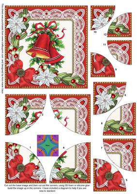 Christmas Bells Poinsettia 5in Round Corner Stacker
