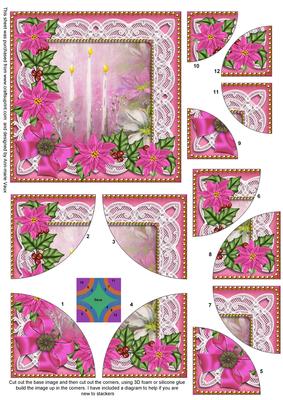 Pink Candles Poinsettia 5in Round Corner Stacker