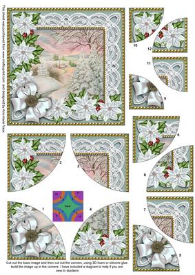 Snowscene Ice Poinsettia 5in Round Corner Stacker