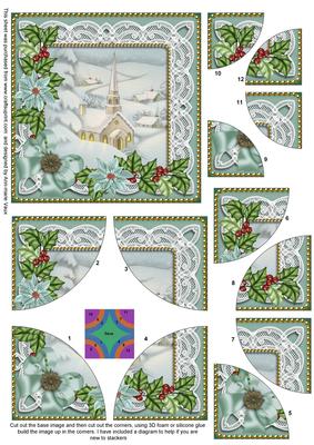 Ice Church Teal Poinsettia 5in Round Corner Stacker