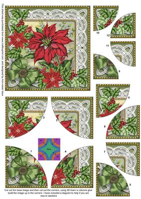 Green Poinsettia 5in Round Corner Stacker