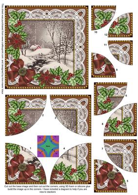 Winter Walk Bronze Poinsettia 5in Round Corner Stacker
