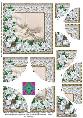 Ice Church Poinsettia 5in Round Corner Stacker