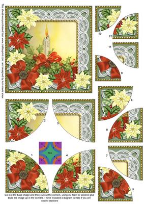 Poinsettia Candle 5in Round Corner Stacker