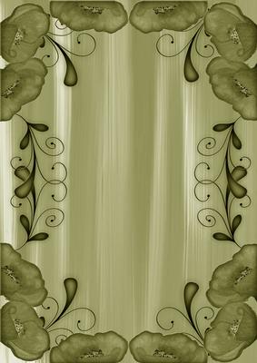 Olive Painted Poppy Swirl Edge A4 Backing Paper