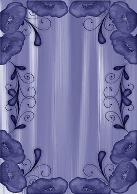 Blue Painted Poppy Swirl Edge A4 Backing Paper