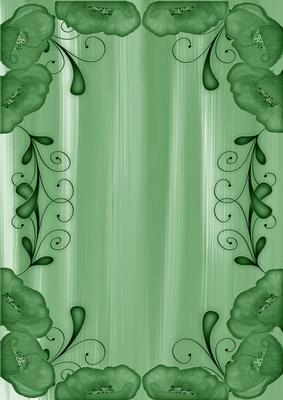 Mid Green Painted Poppy Swirl Edge A4 Backing Paper