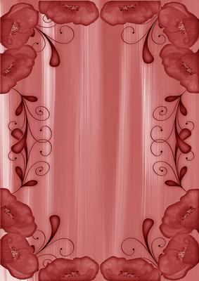 Red Painted Poppy Swirl Edge A4 Backing Paper