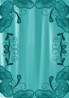Teal Painted Poppy Swirl Edge A4 Backing Paper