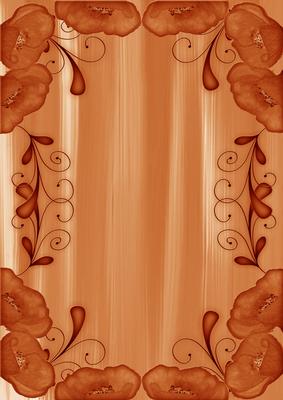 Burnt Orange Painted Poppy Swirl Edge A4 Backing Paper