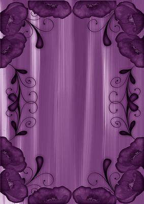 Purple Painted Poppy Swirl Edge A4 Backing Paper