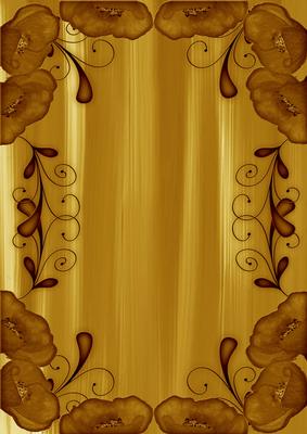 Gold Painted Poppy Swirl Edge A4 Backing Paper