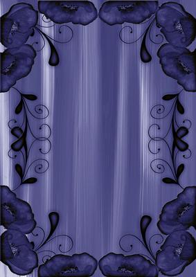 Dark Blue Painted Poppy Swirl Edge A4 Backing Paper