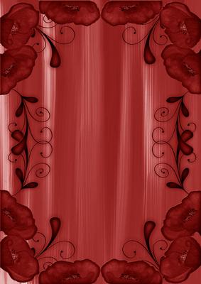 Dark Red Painted Poppy Swirl Edge A4 Backing Paper