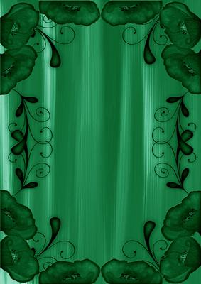 Dark Green Painted Poppy Swirl Edge A4 Backing Paper