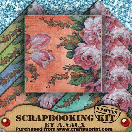 Mega Roses Pastel Colours 8 Scrapbooking Papers Kit