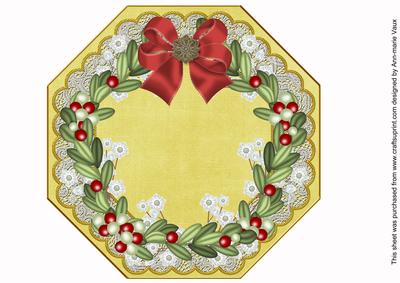 Mistletoe Lemon Lace Octagon 8in Picture Topper Sheet