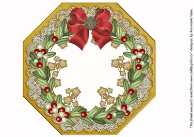 Mistletoe Gold Octagon 8in Picture Shaker Frame