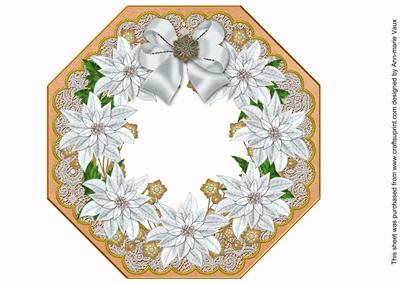 White Poinsettia Orange Octagon 8in Picture Shaker Frame