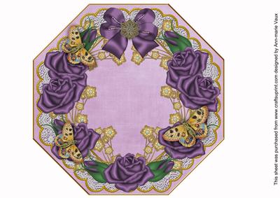 Purple Roses Lilac Octagon 8in Picture Topper Sheet