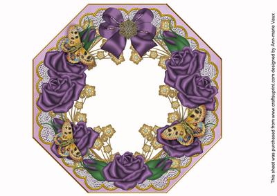Purple Roses Lilac Octagon 8in Picture Shaker Frame
