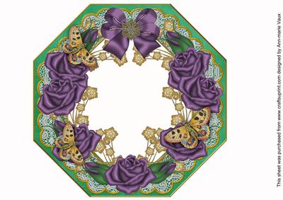Purple Roses Green Octagon 8in Picture Shaker Frame