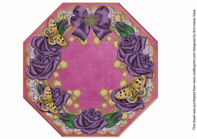 Purple Roses Cerise Octagon 8in Picture Topper Sheet