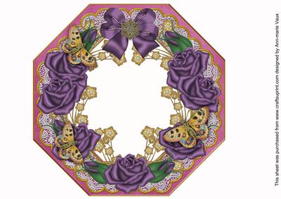 Purple Roses Cerise Octagon 8in Picture Shaker Frame