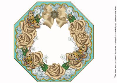 Coffee Roses Teal Octagon 8in Picture Shaker Frame