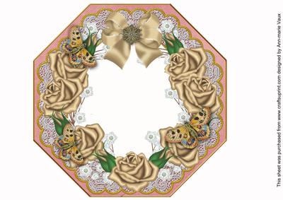 Coffee Roses Pink Octagon 8in Picture Shaker Frame